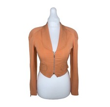 90s Vintage Salmon Pink Denim Stretch Zipped Jacket Wayne Rogers Sz 8