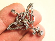 T BEAU PENDENTIF (OU BROCHE) ANCIEN 1900 ART NOUVEAU en OR 14K 585 et ARGENT 800