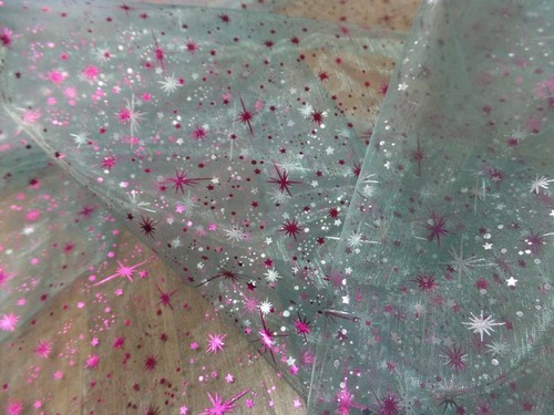 Tissu organza bleu double - ,