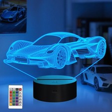 Veilleuse 3D de voiture pour enfant, Sports Racing Illusion Lampe de chevet o...