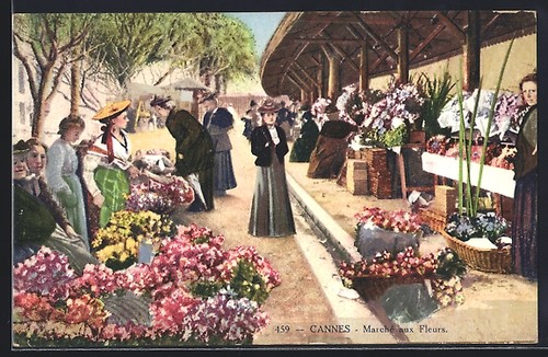 Cpa cannes marché - cannes,, fleurs