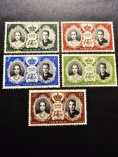 TIMBRE FRANCE MONACO MARIAGE PRINCIER N°473/477 NEUF ** LUXE MNH 1956