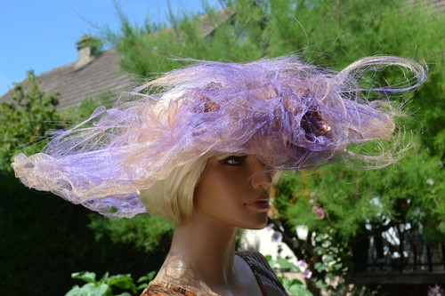 Chapeau capeline rose violet - capeline,