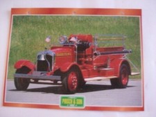 CARTE FICHE CAMION POMPIER PIRSCH & SON 1932