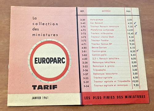 Tarif miniatures cij europarc - cij,