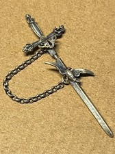 Rare Ancienne Broche Épingle , Épée Argent