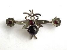 ANCIEN Broche Insecte Perles