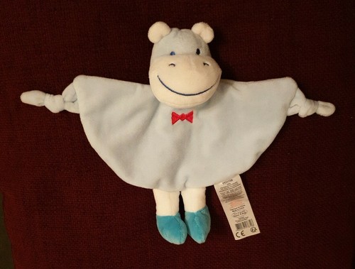 Doudou plat hippopotame bleu - doudou,