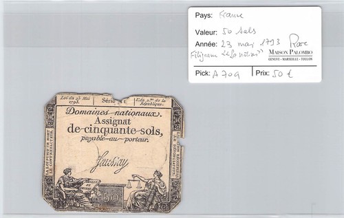 France assignat 50 sols - france,
