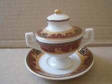 JOUET ANCIEN SOUPIERE MINIATURE PORCELAINE ART RONDE  H  6,5 CM POUPEE VITRINE 