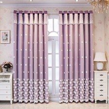 1 Panneau 3D Floral Black-Out Rideau Double Couche Lacet Transparent Fenêtre