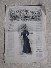 ANCIEN JOURNAL DE LA FAMILLE LA MODE ILLUSTRÉE-GRAVURE COLORIÉE-8 mars 1908 