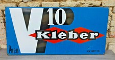 Ancienne Grande Plaque Émaillé Publicitaire Kleber 10 Pneu Signer Hexa Vintage