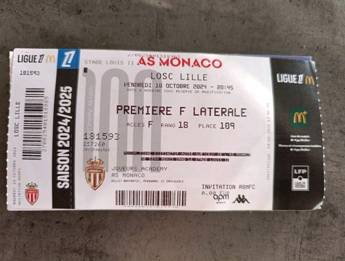 Ticket monaco vs - ,