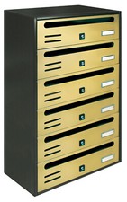 BOÎTE AUX LETTRES HORIZONTALE CONDOMINIUM. MOD. CUBE COULEUR FONTE ET OR 6 PLACE