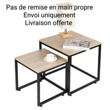 Table Basse En Chêne Massif Huilé 2er Set D'Appoint 2x de Salon Lubao