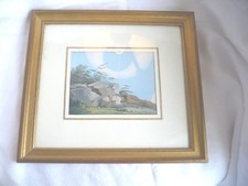 PETITE AQUARELLE  PAYSAGE 19 EME SIECLE CADRE BOIS DORE N° 5