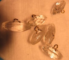 BOUTONS anciens VERRE transparent facetté ovale sur pied LOT 10 boutons an. 50