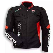 Blouson cuir moto motard Ducati Racing veste en cuir pour hommes