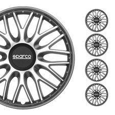 SPARCO Jeu Enjoliveurs de Roues 14 Pouces Argenté Gris en ABS 4 piéces