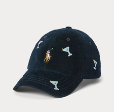 RARE Polo Ralph Lauren casquette en velours brodé Martini Neuf/ BNWT