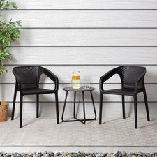 Salon de jardin 3 pcs noir balcon bistrot terrasse 2 chaises  table Homestyle4u