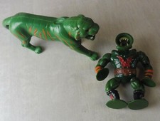 Lot de figurines He-Man / Musclor, tigre + Sansor Leech, Mattel, vintage