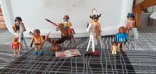 playmobil lot indiens récents 8 personnages 4 chevaux 1 vautour et du matériel