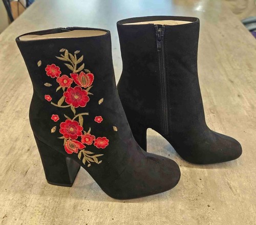 Bottines noires brodées - , en