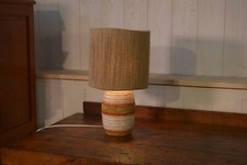 Lampe céramique abat-jour lin 1950 - 1960's