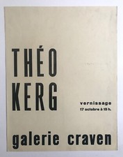 Théo KERG, Galerie Craven, 1952. Affiche originale typographiée
