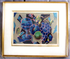 TONY AGOSTINI LITHOGRAPHIE CADREE SOUS VERRE NATURE MORTE CUBISTE