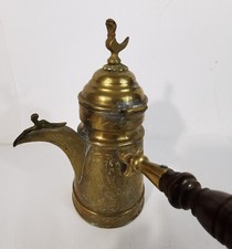 ANCIENNE CAFETIÈRE EN LAITON ÉTAMÉ POUR CAFÉ TURC - ANTIQUE BRASS COFFEE POT