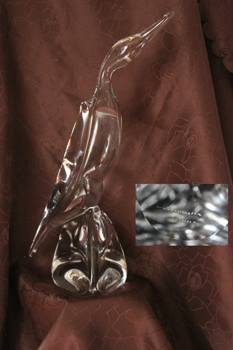 Grand oiseau cristal signé - oiseau, en