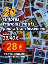 🦬20 Timbres Neufs Français