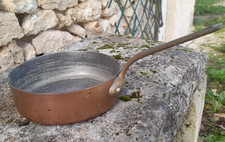 Ancienne casserole sauteuse en cuivre VILLEDIEU