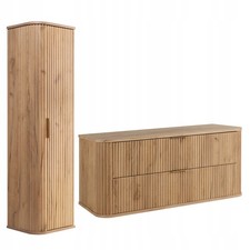 Ensemble meuble sous-lavabo ELEGANCE 120 cm chêne + armoire murale
