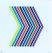 Geneviève Claisse Composition Geometrique Sur Acrylique Verre Main Signée