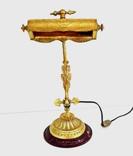 LAMPE DE BUREAU ou Piano Bronze Doré et Marbre Rouge Griotte Epoque Art Nouveau