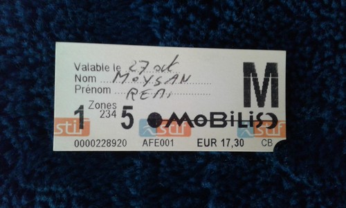 Ticket transport métro paris - métro,