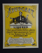 Ancienne étiquette liqueur ADVOCAAT avocat justice Bruxelles belgian label