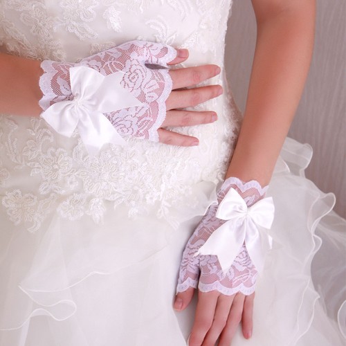 Gants mitaines courts dentelle - gants,