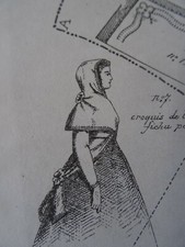 N°46 ANCIEN PATRON LA POUPEE MODELE 45 & 34 CM FICHU CAPELINE & CAPELINE 1868