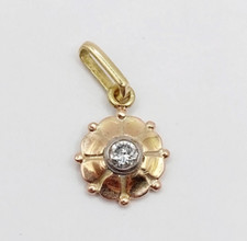 Pendentif art deco or rose 14k diamant 0,10 carats sertis clos (circa 1920)