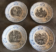 Lot De 4 ASSIETTES Parlantes Jeanne D’Arc En Faïence De DIGOIN & SARREGUEMINES