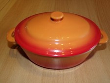 petite cocotte ovale céramique orange vintage 21 cm de long