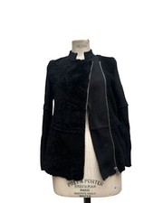 Sandro Sample Black Shearling (Leather) Jacket Size 36 / Fits S