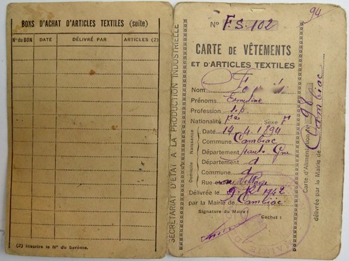 Carte rationnement - carte, de