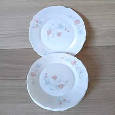 Service De 6 Assiettes ARCOPAL, Motifs Fleurs, Pois De Senteur, 1970, Vintage