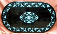 122cm x 76.2cm Noir Marbre Dîner Table Top Pierres Inlay Pietra Dura Art Décor